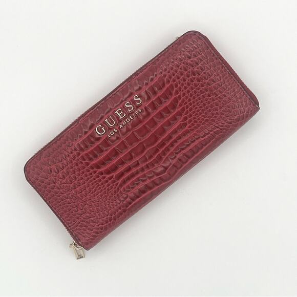 Vintage GUESS wallet Croc print Y2K Faux Leather Pink - Picture 1 of 7